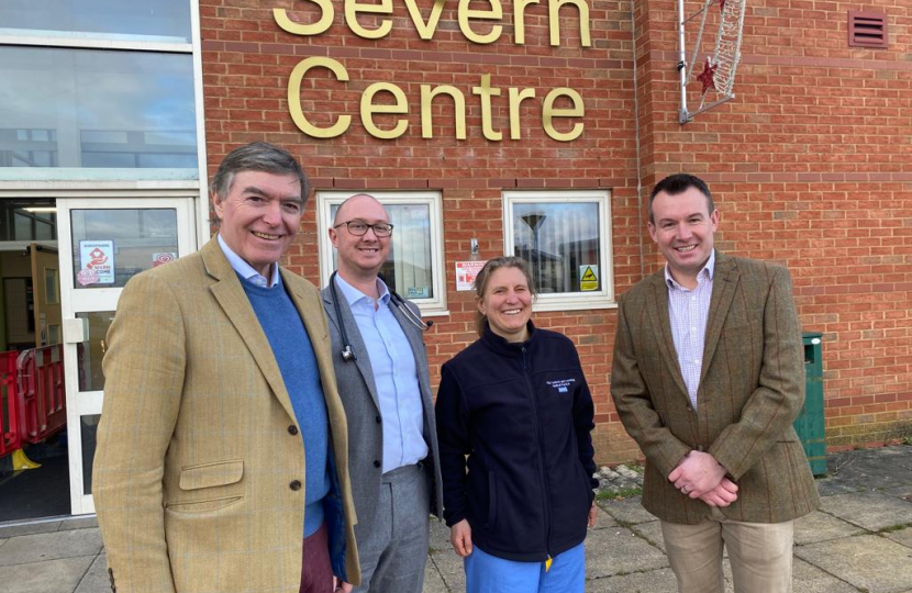 Philip Dunne MP with Dr Aaron Tindall, Dr Jess Harvey, and Stuart Anderson