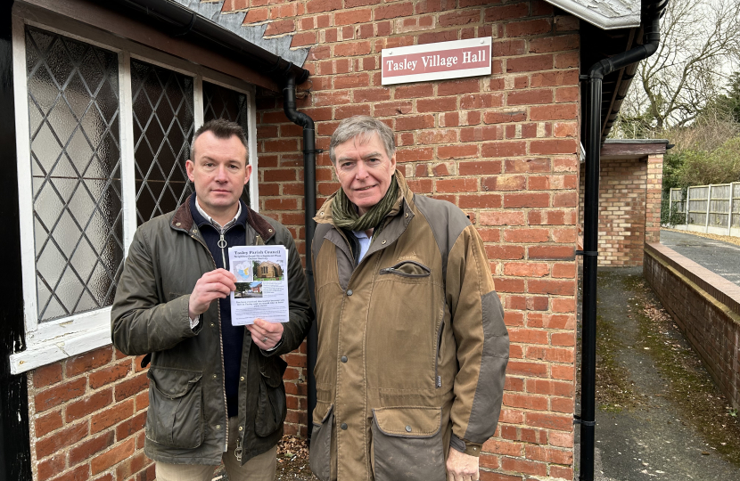 Stuart and Philip talking to residents about the Tasley Neighbourhood Plan