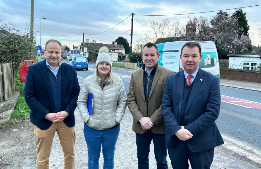 Stuart with Councillor Dan Morris, Local resident Rebecca Hill and Roads Minister Guy Opperman