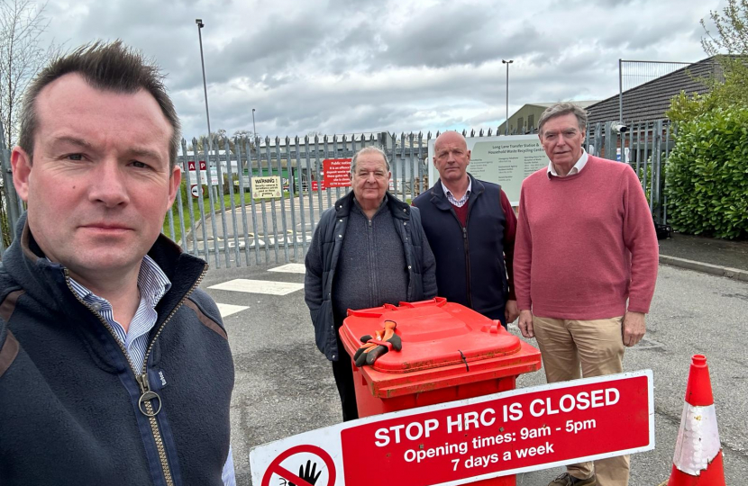 Stuart with local politicians at Craven Arms Recycling Centre