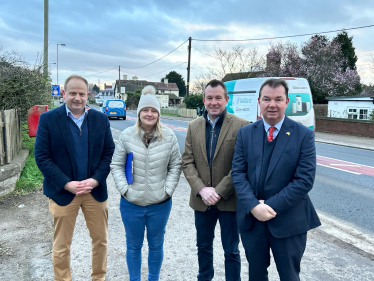 Stuart with Councillor Dan Morris, Local resident Rebecca Hill and Roads Minister Guy Opperman