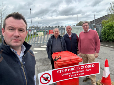 Stuart with local politicians at Craven Arms Recycling Centre